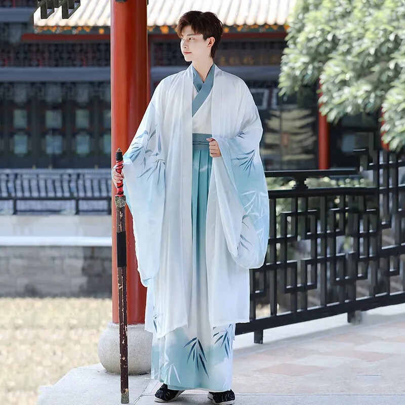 hongsilinyi汉服男中国风古风cos仙气侠客书生龙形班服 竹韵 s