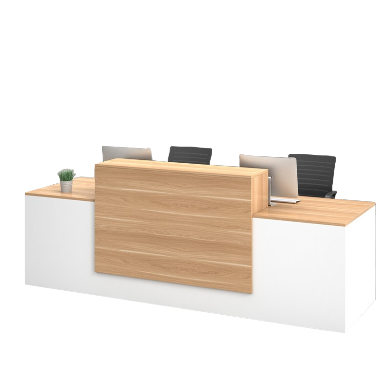 质辛 办公前台接待桌简约现代办公室迎宾台前台桌培训机构咨询台收银台办公家具公司吧台 白边胡桃+暖白 1600*600*1050H(含1个活动柜)