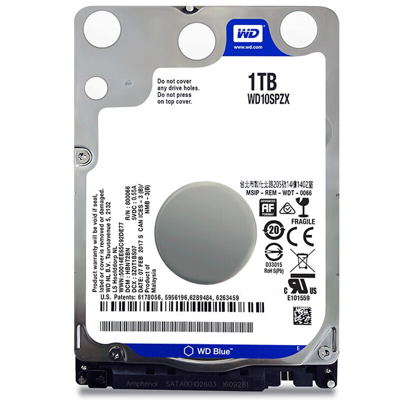 西部数据（WD） 蓝盘1TB 5400转128M SATA6Gb/s 笔记本硬盘(WD10SPZX)