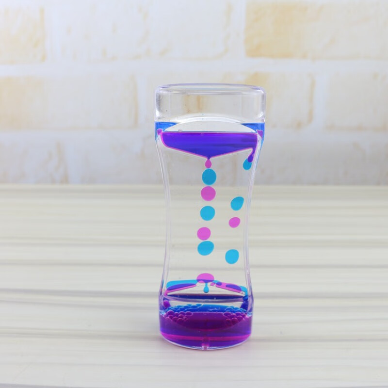 雏苞批发KG双色液体油漏油滴沙漏计时器减压工艺品创意礼品摆件 粉蓝 13.5*5.2CM
