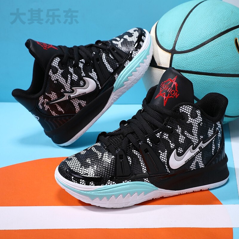 欧文7代学生篮球鞋男8新款时尚百搭防滑透气耐磨儿童运动鞋女6 黑色