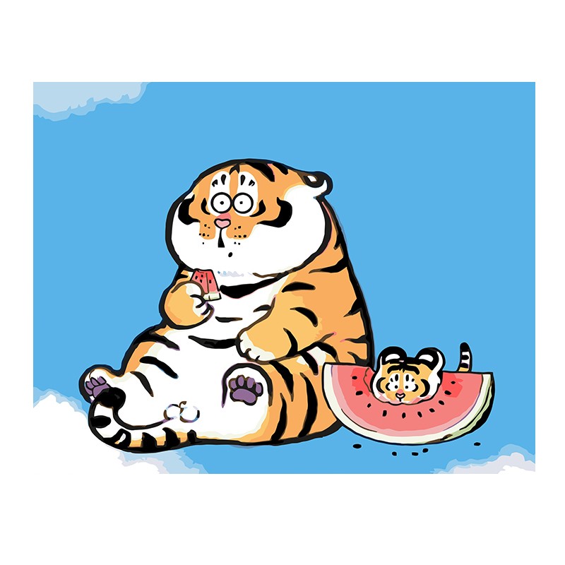 美岸数字油画diy填充手工画画油彩画手绘填色涂色老虎动漫卡通装饰画