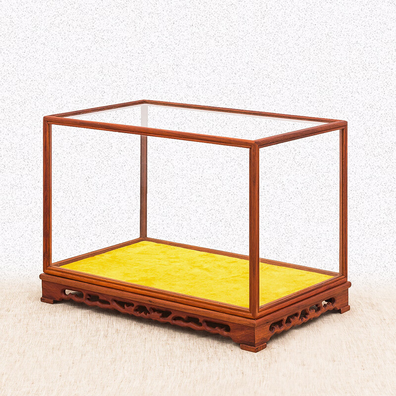 法漫玫红木宝笼玻璃罩摆件佛像文玩工艺品展示盒透明防尘罩子花梨木定制 竖款长30宽30高60