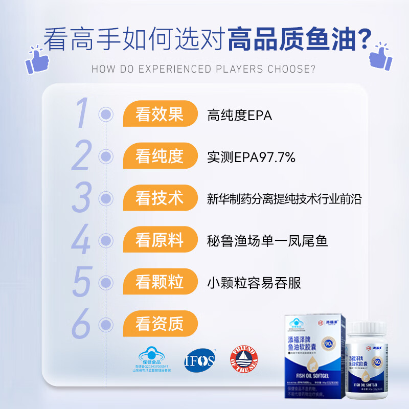 添福泽深海鱼油omega-3高纯度97.7%EPA软胶囊鱼油成年人女性中老年 【基础养护】 60粒*1瓶