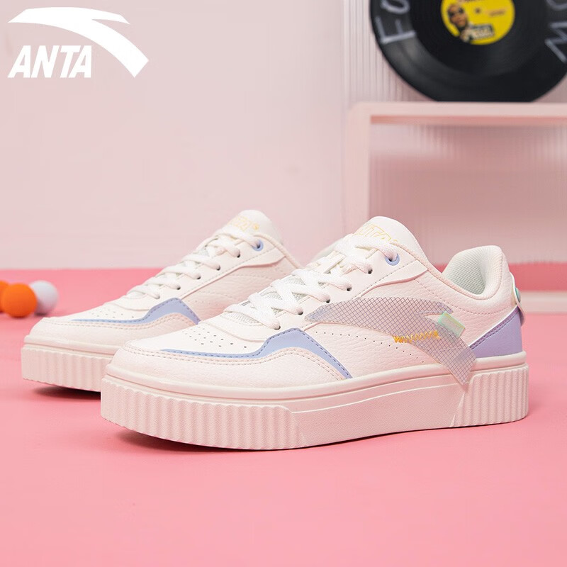 安踏(anta)女板鞋休闲鞋子女士春季小白鞋轻便百搭潮流增高防滑学生