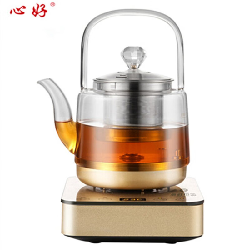心好 Xinhao 电热水壶养生壶烧水壶电茶壶高硼硅玻璃煮茶器煮茶壶迷你玻璃花茶壶ysh803 55度保温养生壶金色 心好京东自营旗舰店