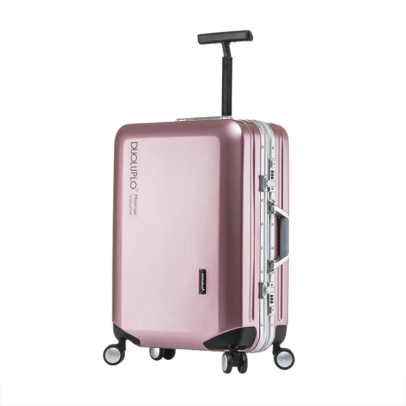 天颛多伦保罗行李箱超轻商务铝框箱拉杆箱单杆箱旅行箱万向轮男 玫瑰金铝框款 1英寸 18寸
