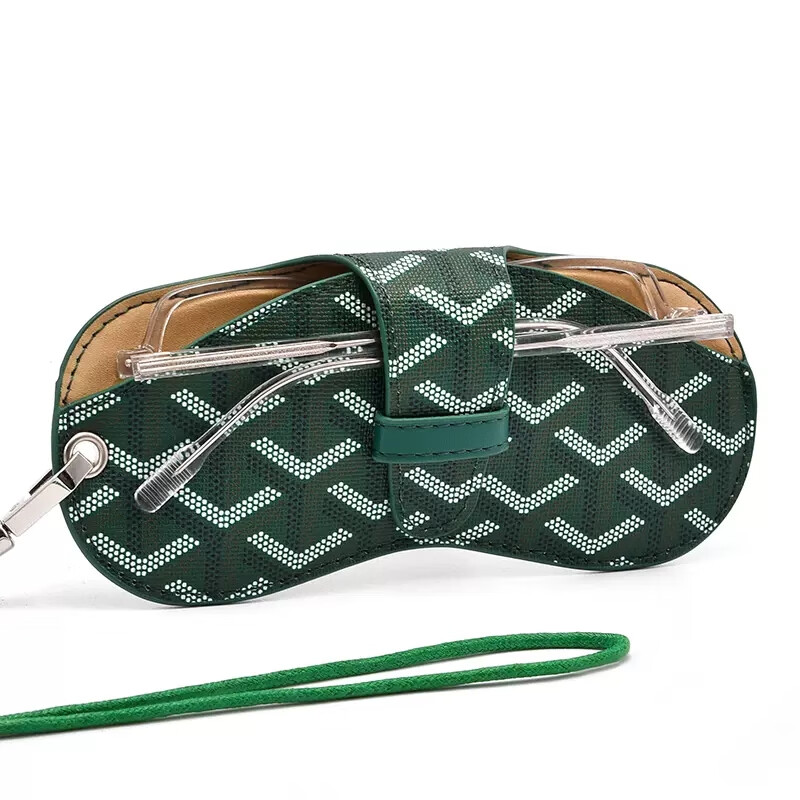 择初挂脖眼镜袋眼镜盒便携女款高级感眼镜包时尚防掉男眼镜收纳墨镜盒 灰色挂绳款【镜布+清洗液】