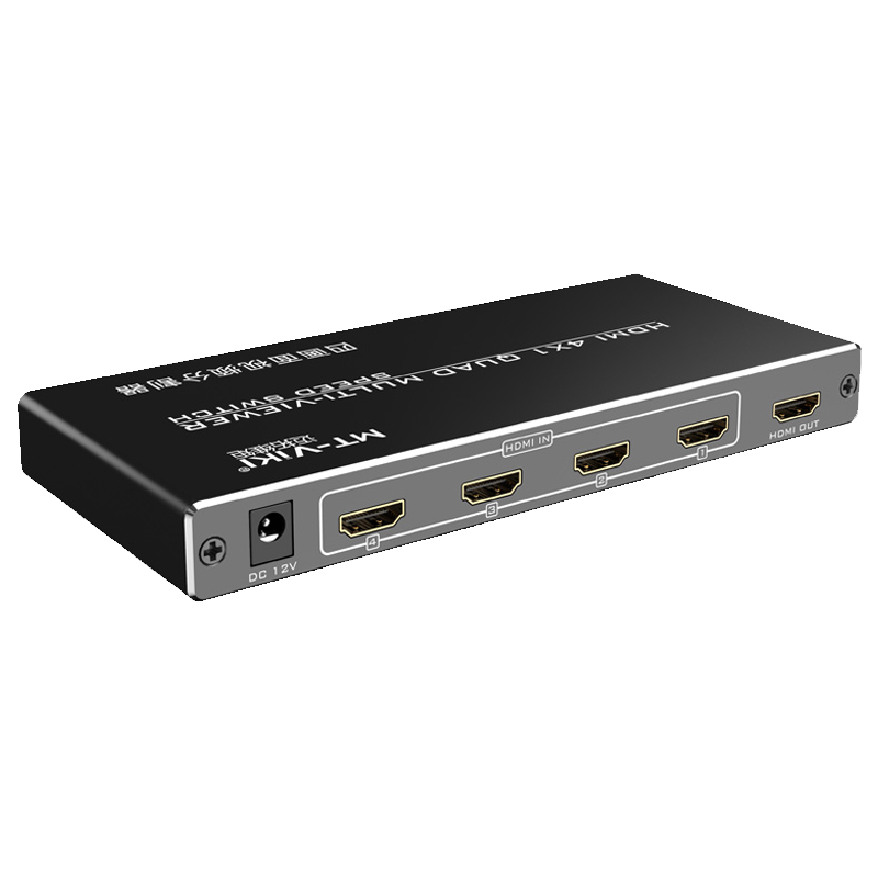 邁拓維矩（MT-viki）HDMI/VGA分割器 四九十六畫面分屏器多進(jìn)一出4K高清1080P視頻電腦連接顯示器電視投影游戲同屏分配 MT-SW041-B 四畫面 HDMI 單機(jī)