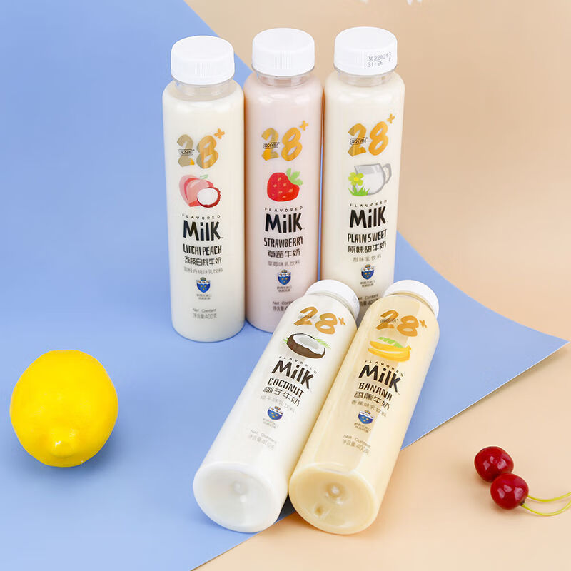 400ml 第28街荔枝白桃味牛奶乳饮料椰子原味草莓香蕉甜牛奶 15瓶香蕉