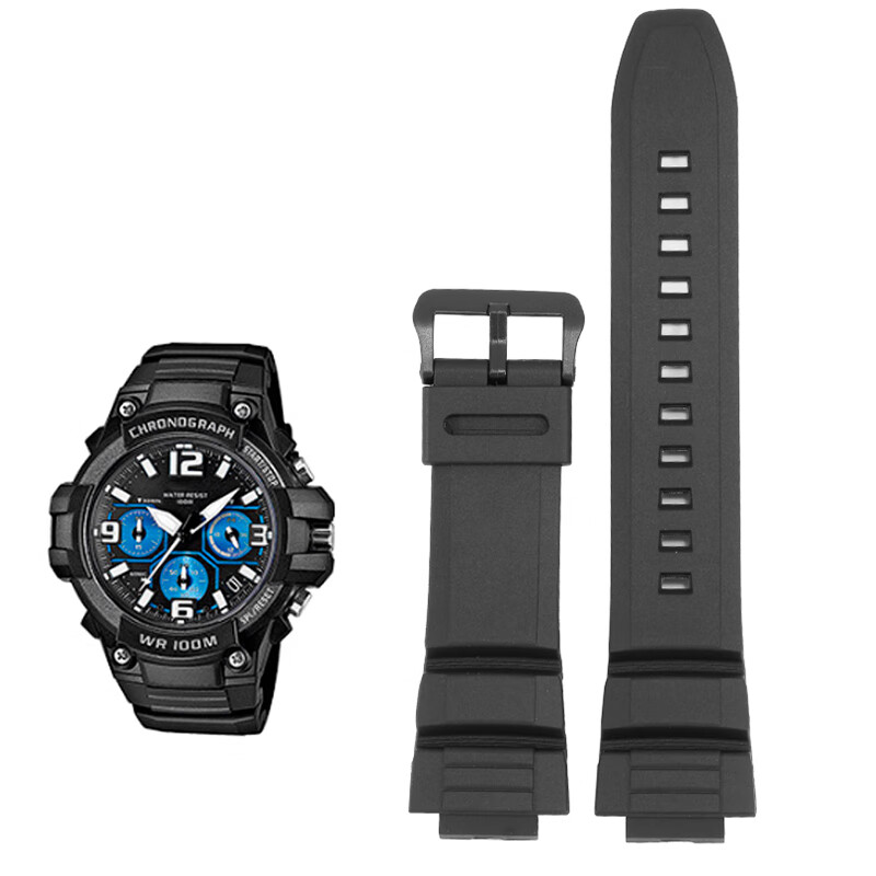 代用卡西欧硅胶手表带5434 mcw-100h w-s220系列防水防汗表链凸口针