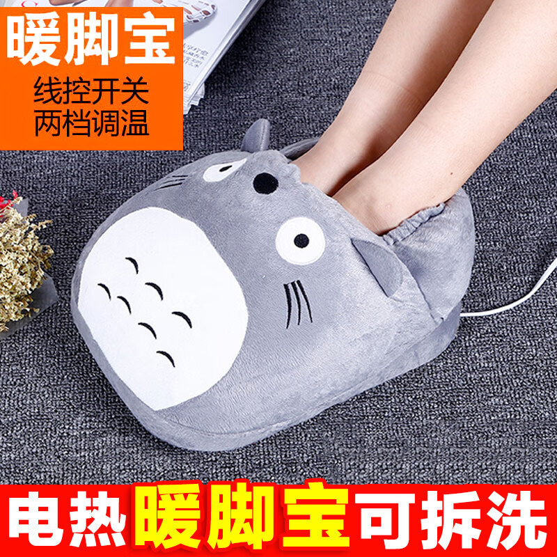 京創(chuàng)品尚 插電暖腳寶暖腳器電暖鞋加熱暖腳墊電熱保暖鞋暖手卡通可拆洗 龍貓