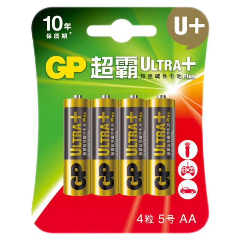 查询超霸GP5号电池碱性4粒卡装UltraPlus适用于照相机鼠标玩具剃须刀门铃电动工具AALR6历史价格