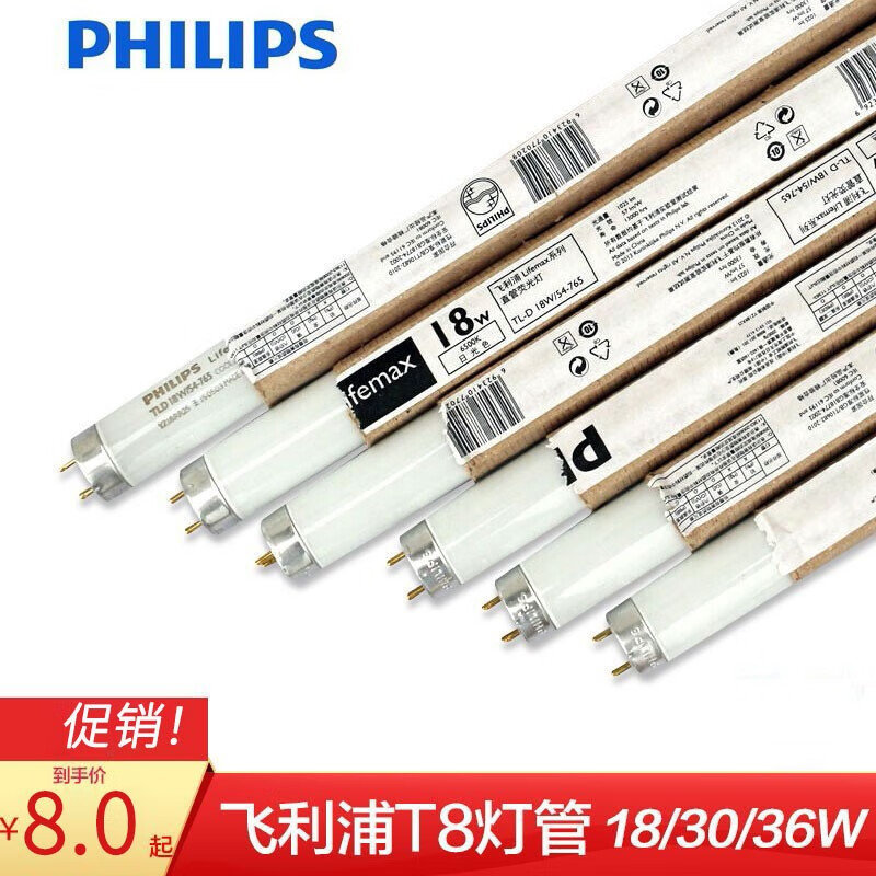 ������T8�ƹ��չ�ƹܳ�����������׼0.6��ֱ�ܸ�դ��TLD18W30W36W54-765ӫ��ƹ� ��ֻ����׼�͡��׹�6500K(54-765) TLD18W/����604mm 9Ԫ