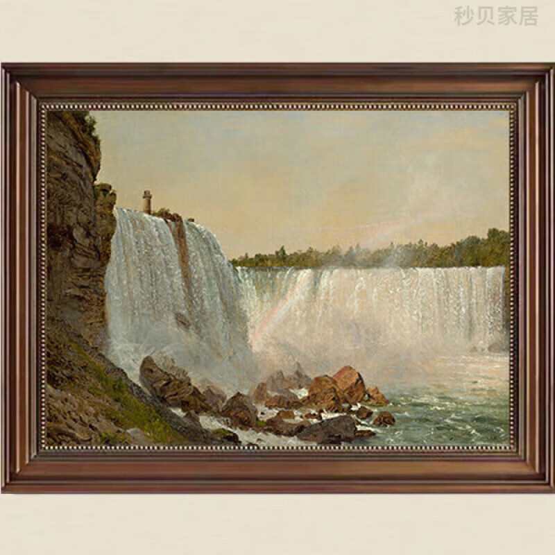 豪绘美式油画大气风景高档装饰画客厅挂画办公室挂画高级感复古装饰画