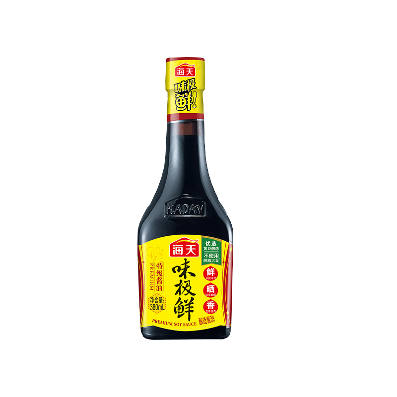 海天特级味极鲜380ml*1瓶生抽酱油提鲜炒菜蘸酱凉拌调味料 一瓶