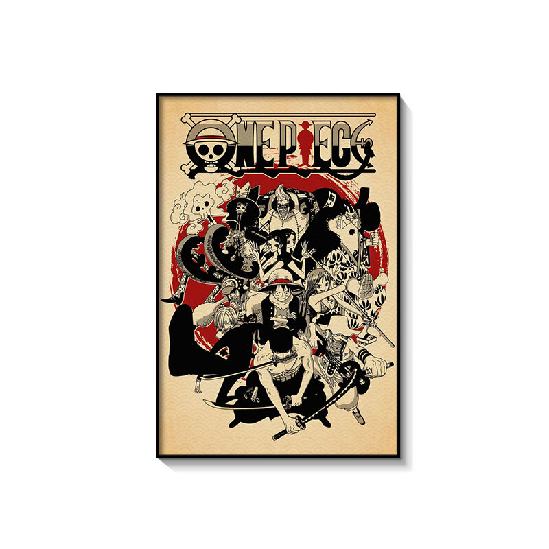 一瓣花瓣海贼王挂画卧室海报挂画日式卡通动漫挂画海贼王火影黑白客厅