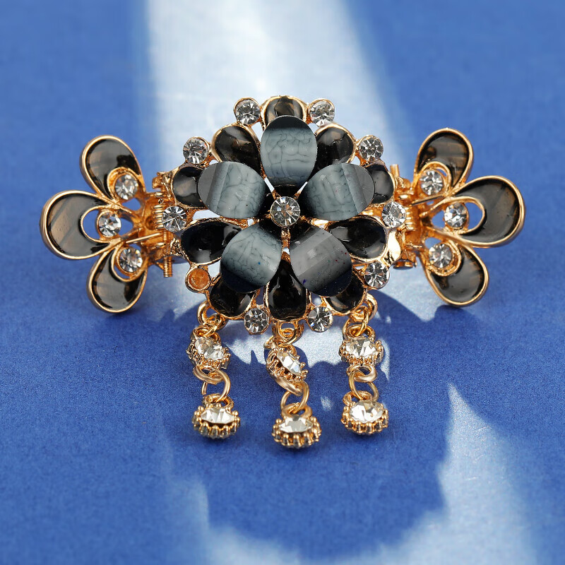 荷蓝珠流苏抓夹后脑勺发夹女夏季仙气发卡螃蟹夹气质发抓夹头发夹子