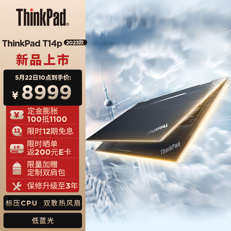 ThinkPad联想ThinkPad T14p 英特尔酷睿i9 14英寸高性能标压轻薄商务笔记本 13代酷睿 i9-13900H 32G 1TB SSD 2.2K