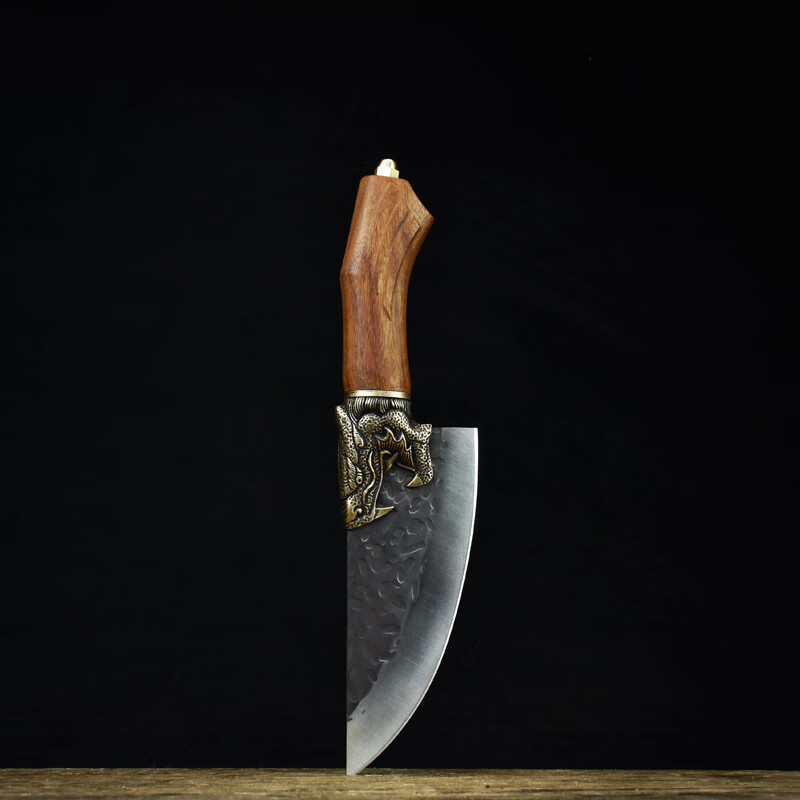 龙泉手工菜刀锻打锤纹斩切刀超快锋利屠宰分割刀肉摊剃骨弯刀龙虎刀剑