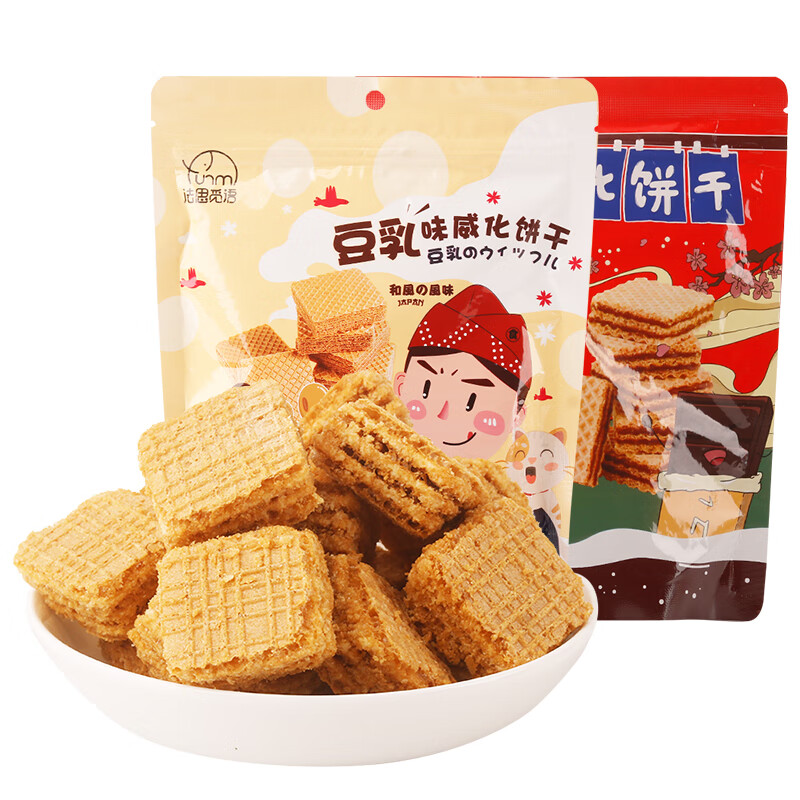 法思觅语豆乳威化饼干日本和风风味巧克力味甜食零食袋装106g豆乳味1袋106g