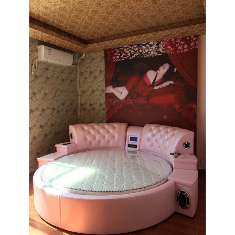 电动床圆床全自动多功能双人情侣水床酒店宾馆夫妻助力按摩大圆床