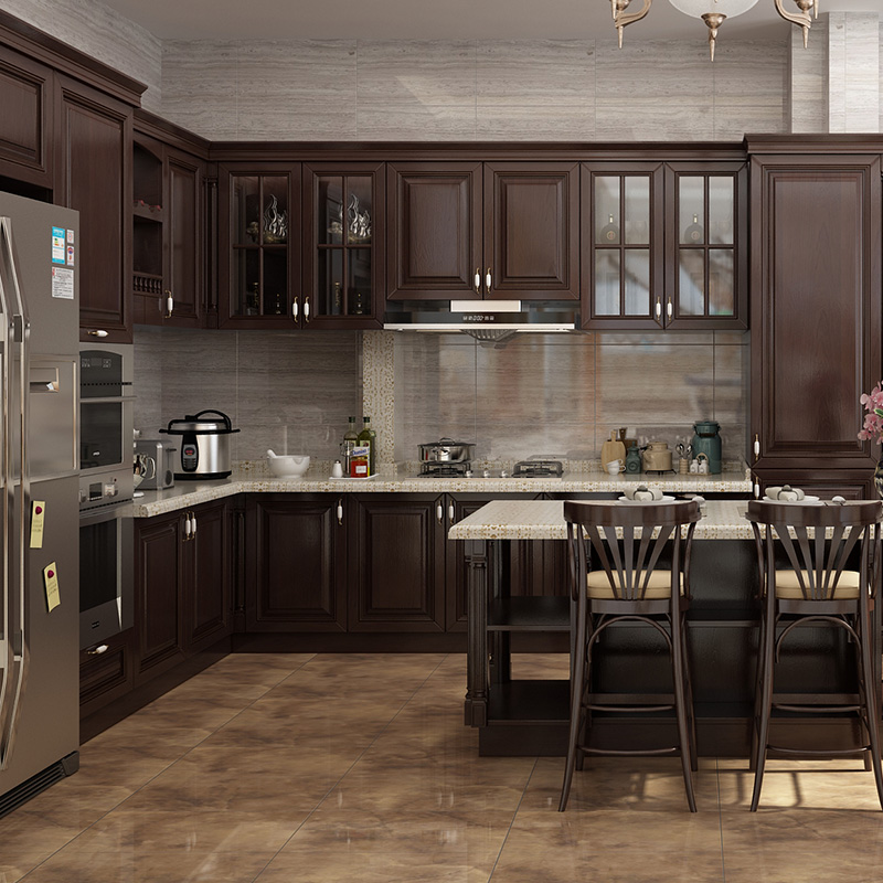 纵奕实木美式新中式厨房装修全屋家具定做整体定制 预付订金 1米