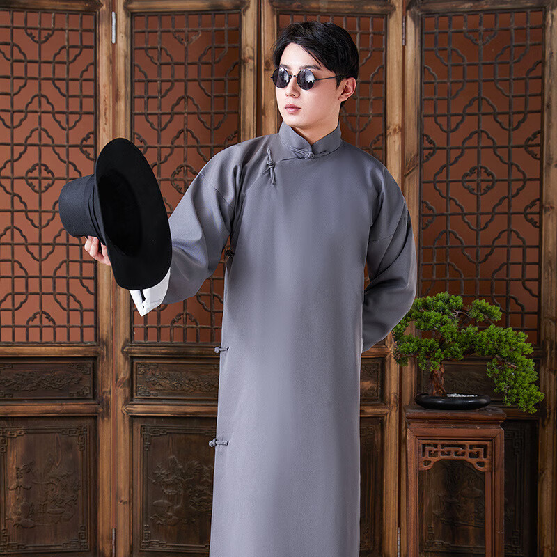 卓臣 民国长衫男装免烫长袍马褂中式伴郎服复古中国风相声大褂演出服