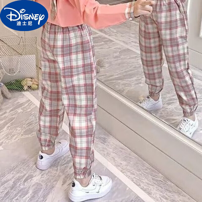 迪士尼（Disney）女童套装2024夏装新款洋气网红中大童装jk学院风儿童两件套裙装潮 粉色裤子 120 建议110-120cm