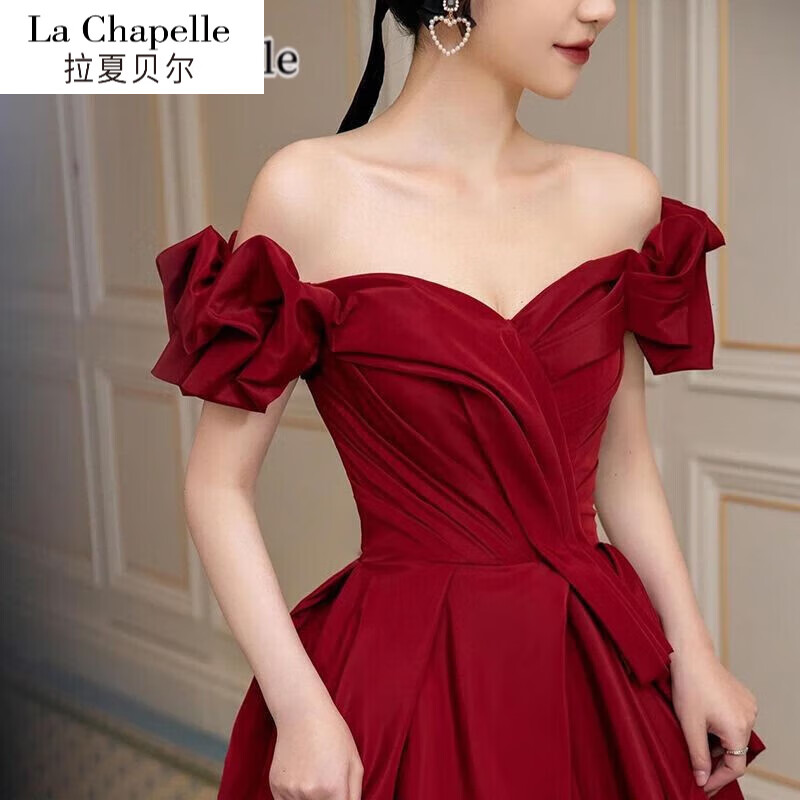 La Chapelle Sport拉夏贝尔连衣裙礼服女敬酒服23新款新娘结婚订婚宴会晚裙女质 酒红色 M高性价比高么？
