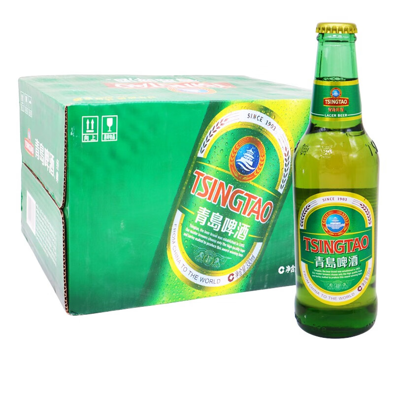 青岛啤酒(tsingtao)青岛经典11度啤酒 330ml*24瓶 小玻璃瓶装