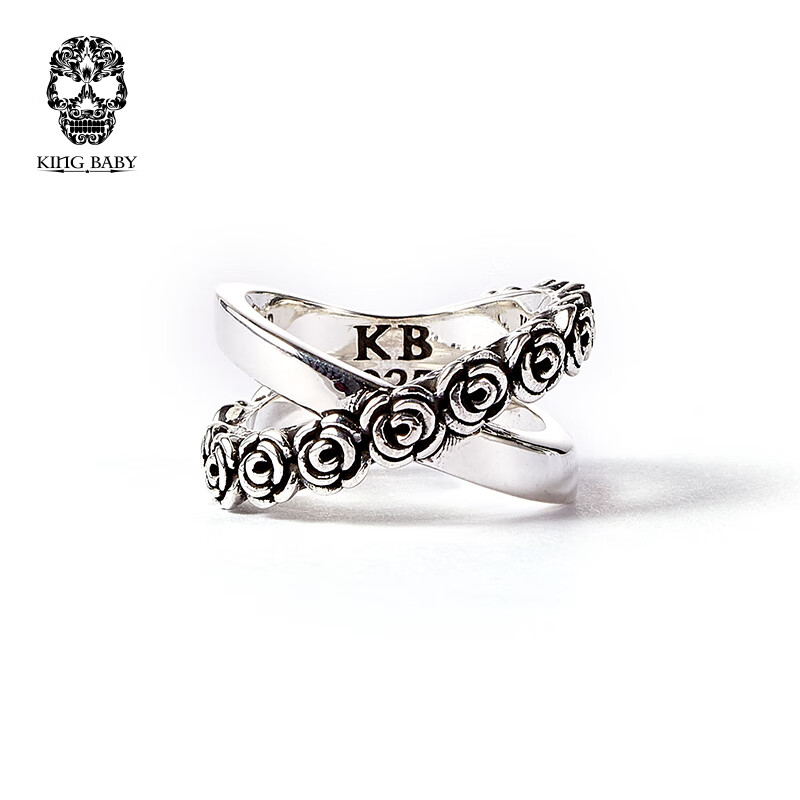 baby 玫瑰交叉戒指女 k20-4207 银戒指 女友礼物 时尚饰品 55号(指围