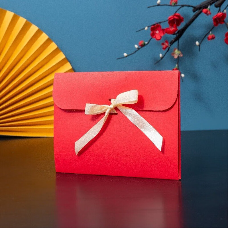 故事人生丝巾包装盒信封礼盒丝绸正方巾盒包装袋盒送情侣亲朋 红色