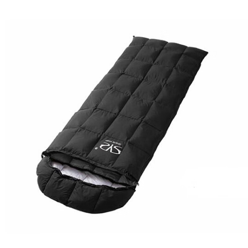 睡袋羽绒睡袋白鸭绒冬季露营睡袋旅行保暖羽绒睡袋户外野营可拼接睡袋 黑色