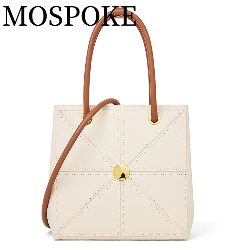 mospoke复古斜挎方块包女包包手提单肩女包小众bags包包个性 白色