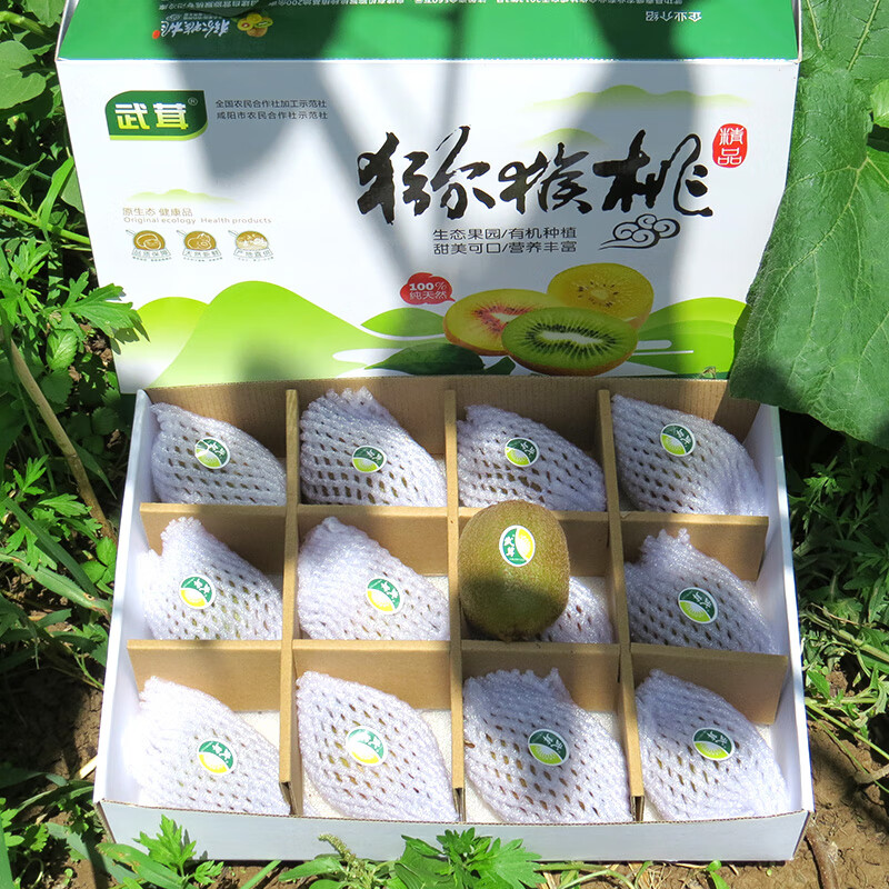 武茸陕西翠香猕猴桃12枚大果 奇异果精美礼盒装 鲜果直发 12枚礼盒装（约100-120g）