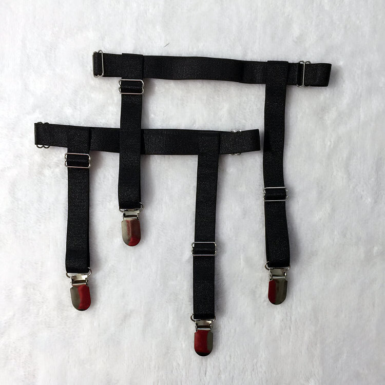 大腿环吊袜带白色大码鸭嘴夹衬衫jk吊带袜长筒丝袜网眼袜防滑防掉 黑