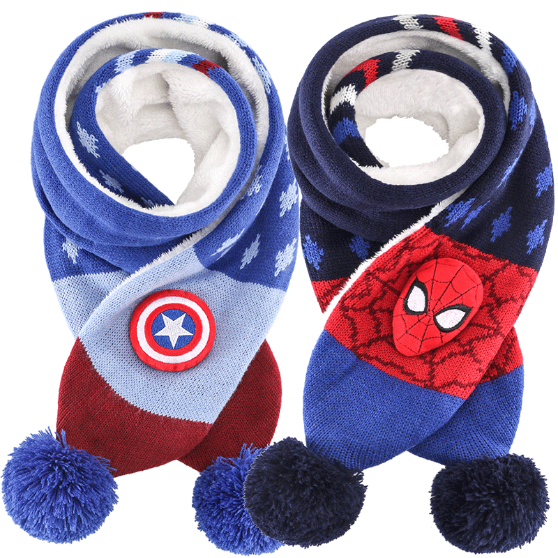 迪士尼儿童配饰：保暖围巾秋冬男童蜘蛛侠毛绒围脖价格走势