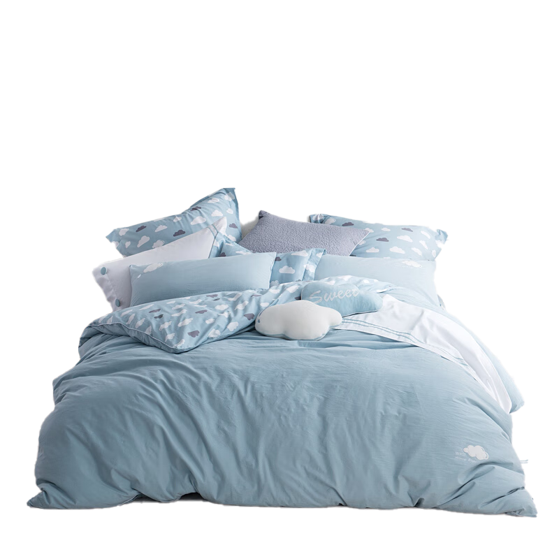LOVO乐蜗家纺水洗棉床上四件套：价格优惠，舒适实用