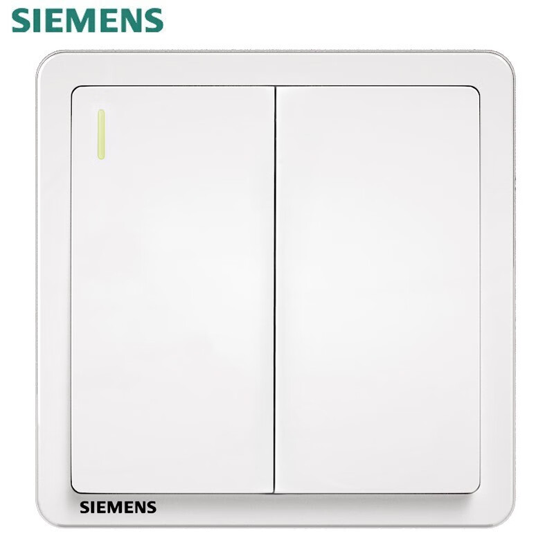 西门子（SIEMENS）开关插座面板 致典系列雅白色开关插座 二开双控带荧光