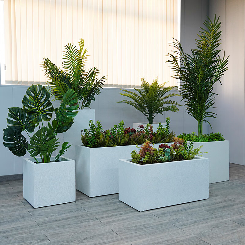 纤丰奇玻璃钢花盆玻璃钢花盆长方形组合户外花箱花槽定制商场酒店庭院
