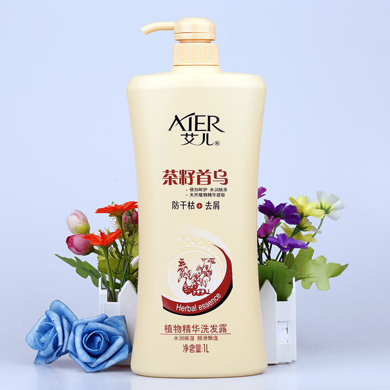 凡士林防干枯去屑洗发水水润保湿顺滑飘逸大瓶 茶籽首乌洗发露 1l