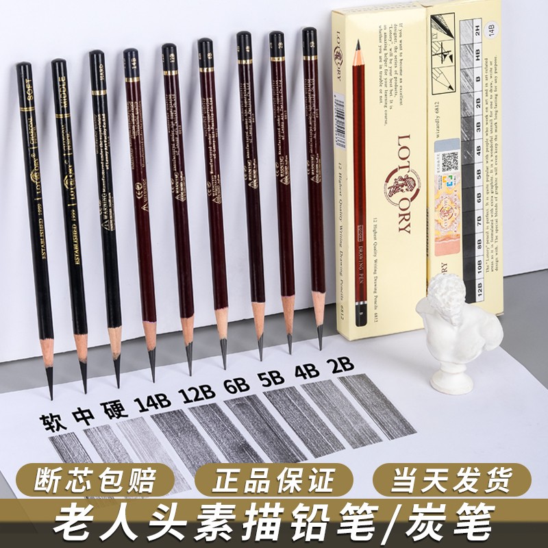 老人头(lotory) 素描铅笔绘画写生美术生专用小学生写字考试用画画笔