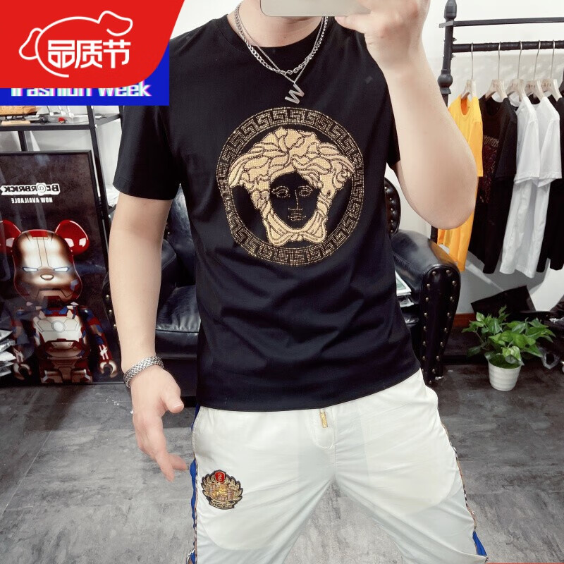 轻奢酷奇g家t恤男装欧洲站 2022新款美杜莎短袖t恤男潮牌印花精神小伙