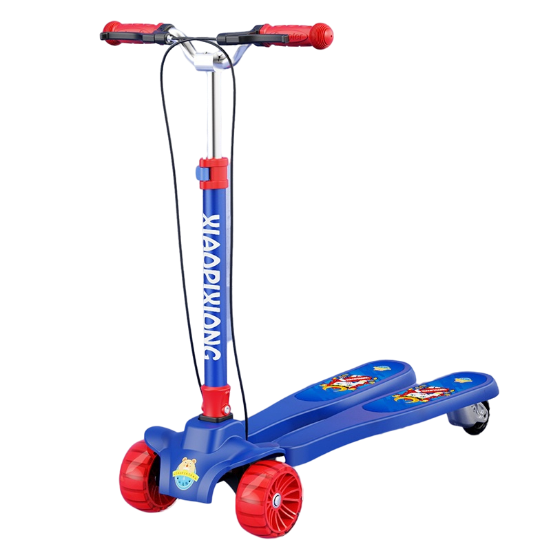 永久(FOREVER)兒童蛙式滑板車3-12歲男女孩寶寶雙腳剪刀車四輪滑滑劃板生日禮物 藍色雙腳款【手動剎車+折疊】