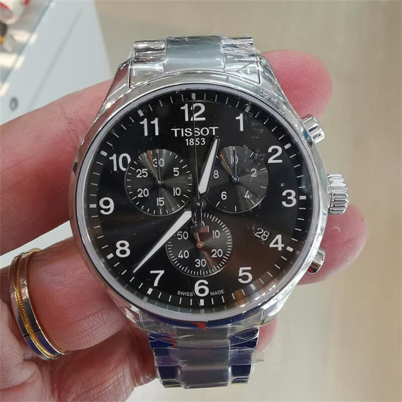 tissot)男手表 经典1853速驰系列 复古三眼休闲计时商务石英防水男士