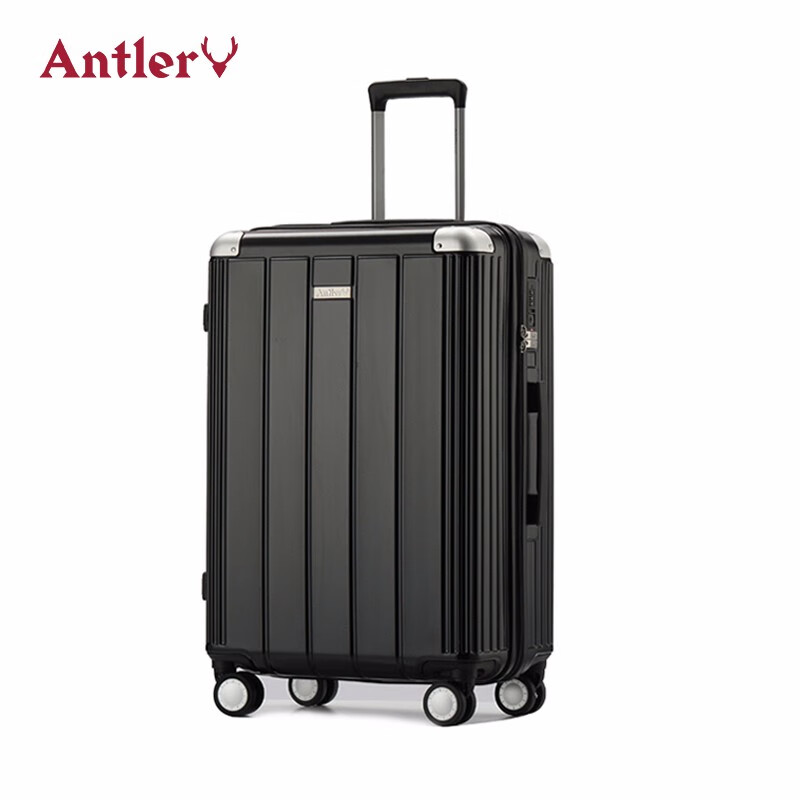安特丽（antler）拉杆箱男女士行李箱大容量28英寸时尚旅行箱万向轮商务密码托运PC箱子 A856s黑色