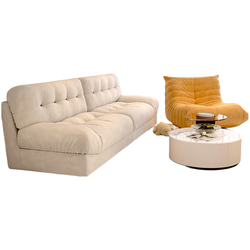 如宜（RUYI） 意式极简云朵沙发客厅小户型科技布沙发现代奶油风布艺沙发 三人位2.1米 进口三防科技布+羽绒坐靠海绵款