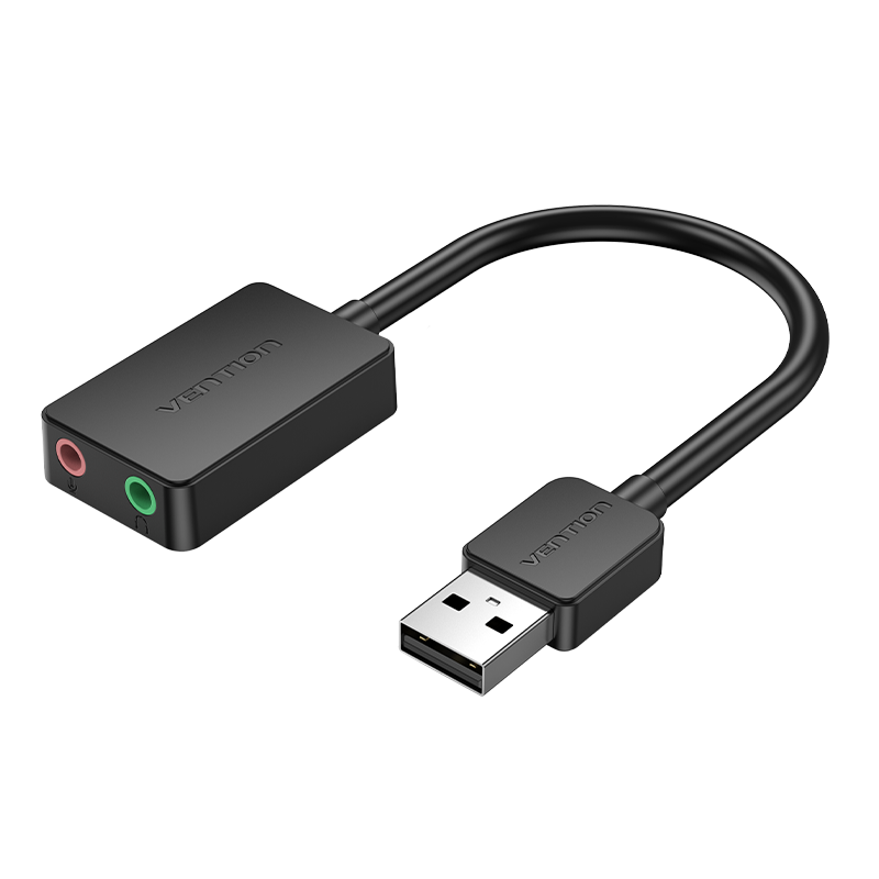 威迅（VENTION）USB外置声卡免驱 电脑笔记本台式连接3.5mm音频接口耳机麦克风音响转换器头独立声卡 黑CDYB0100016750513