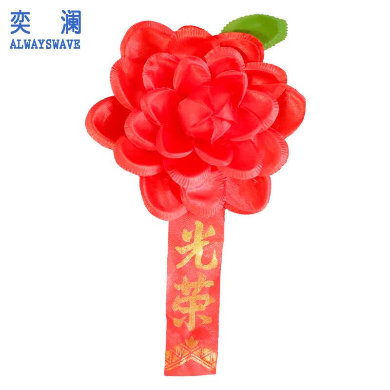 奕澜 大红花 (10个装)光荣退伍优秀员工表彰大会先进工作者胸花 绸缎